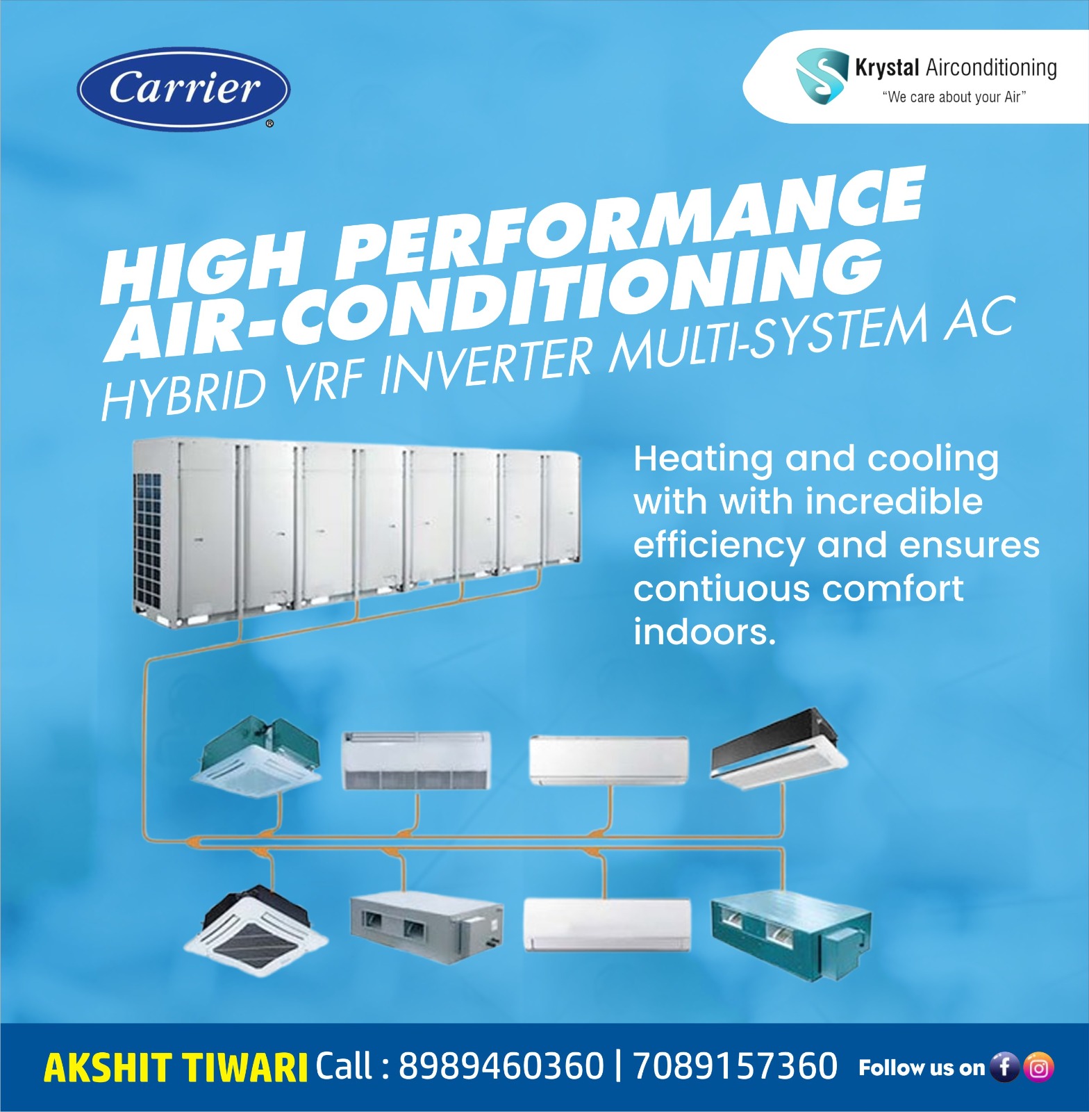 Best Hybrid VRF Inverter MultiSystem Air Conditioning Dealer in Indore